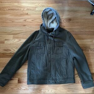 Guess Men's Military Green Hooded Jacket